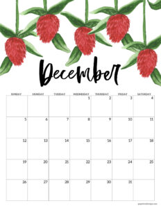 Printable December 2027 calendar in floral vertical format