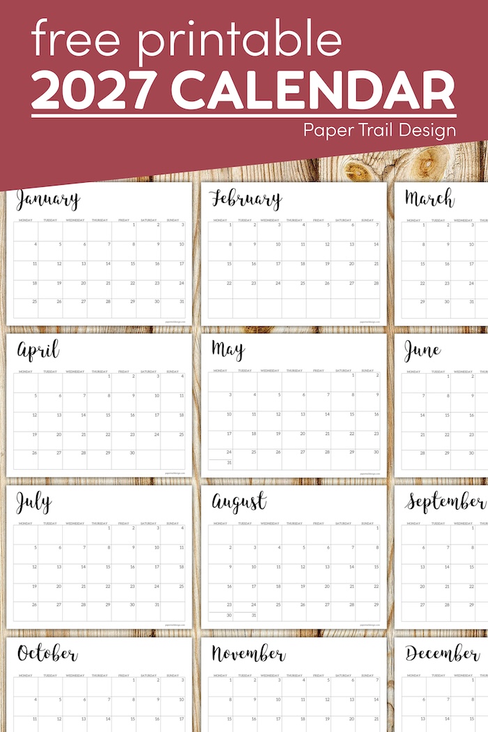 2027 Calendar Printable Free Template Paper Trail Design 2027 Calendar Printable Free Template Paper Trail Design