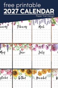 2027 floral calendar templates with text overlay- free printable 2027 calendar