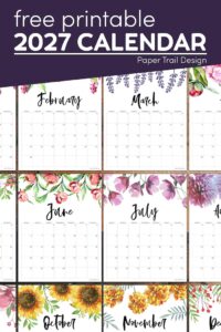 Cute floral calendar for 2027 with text overlay- free printable 2027 calendar