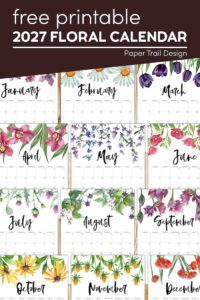 floral vertical 2027 calendar months with text overlay- free printable 2027 floral calendar