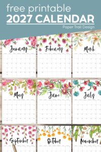 floral vertical calendar 2027 printable with text overlay- free printable 2027 calendar
