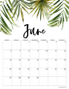 Printable June 2027 calendar in floral design and vertical format