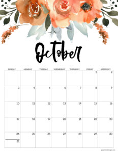 October 2027 calendar printable