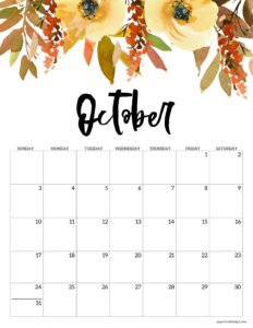 October 2027 calendar month to print for free