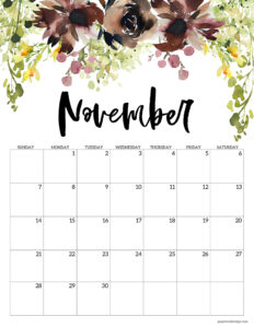 November 2027 calendar printable