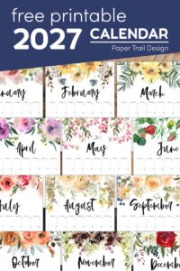 Free 2027 calendar printable with text overlay- free printable 2027 calendar