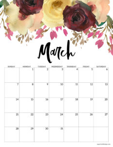 March 2027 calendar month to print for free