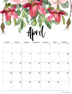 April 2027 calendar month to print for free