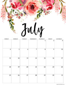 July 2027 calendar printable