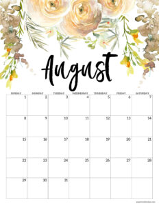 August 2027 calendar printable