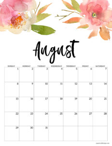 August 2027 calendar month to print for free