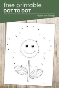 Dot-to-dot flower printable with numbers 1-20 with text overlay- free printable dot to dot
