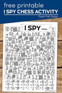 Chess themed game with text overlay- free printable I spy chess activity