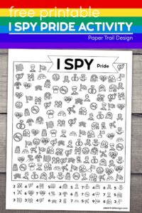 I spy pride activity page to print for free for a pride parade