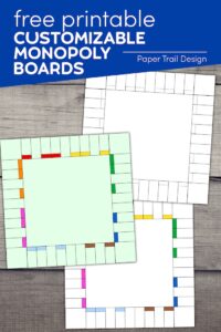 Monopoly game personalized any way you like with free Monopoly board templates with text overlay- free printable customizable Monopoly boards