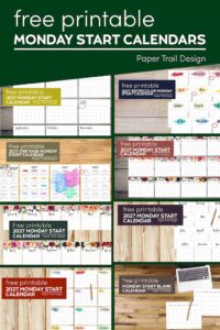 Collection of 2027 calendars that start on Monday