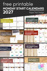 2027 Monday start printable calendars 