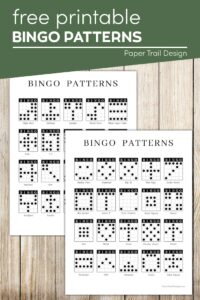 Bingo patterns for bingo night to add a little variation into the game with text overlay- free printable bingo patterns