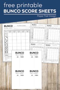 Bunco score cards with text overlay- free printable bunco score sheets