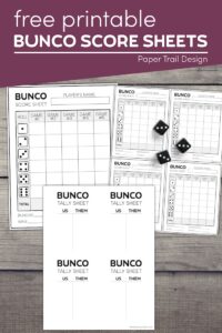 Bunco table score sheets with text overlay- free printable bunco score sheets 