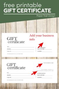 Printable gift certificate template with text overlay - free printable gift certificate
