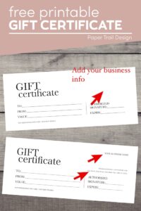 Add your business info to these gift certificate templates with text overlay - free printable gift certificate