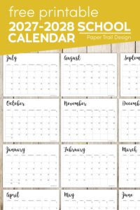 School year calendar 2027-28 with text overlay- free printable 2027-2028 school calendar
