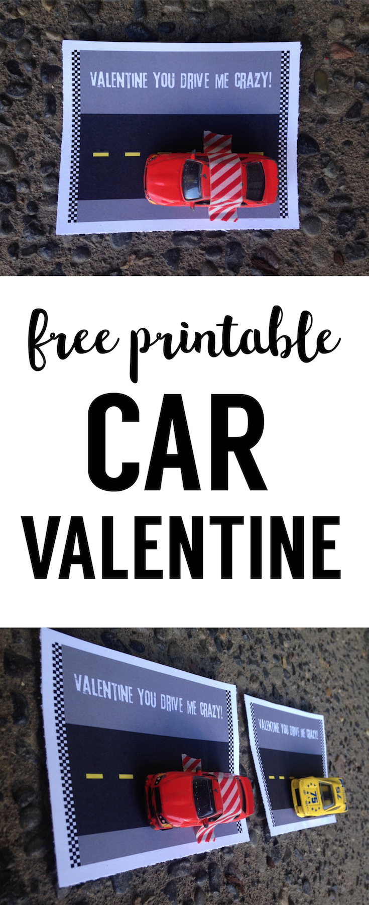 Free Printable Car Valentine Card. DIY no candy valentine is great for kids valentines at school valentine's day parties. 