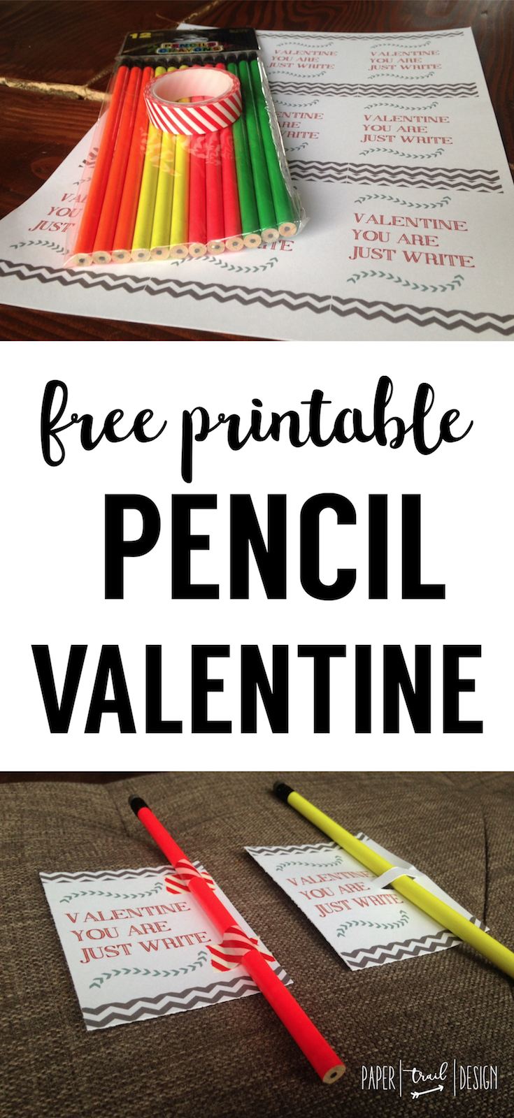 Free Printable Pencil Valentine. Print this awesome no candy valentine idea for your kids classroom valentines. Pencil valentine ideas for kids.