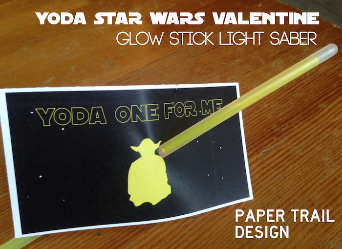 Star Wars Valentine Printable. This free printable Yoda valentine is the perfect star wars printable valentine. Great glow stick valentine printable.