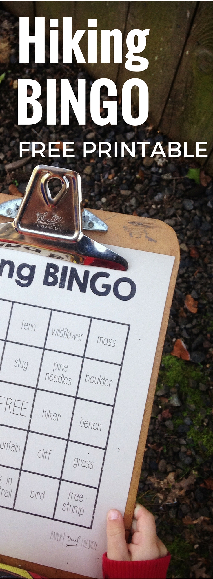 Hiking Bingo Free Printable. Keep the kids happy and excited while hiking. Minimize whining and complaining and help them to have fun while out on the trail!