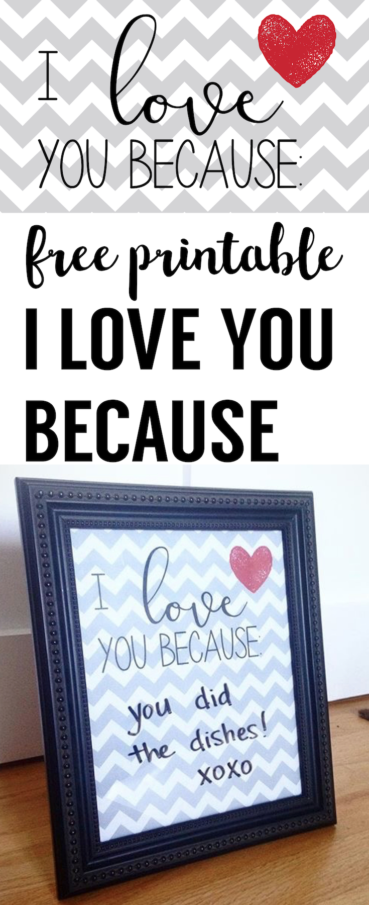 I love you because free printable. I love you because poster is a fun way to write valentine love messages back an forth.