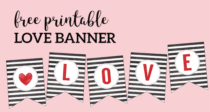 Valentine Decor Love Banner with heart. Decorate for vday with this easy DIY love banner. #papertraildesign #free #freeprintable #valentine #valentines #valentinesday #valentinedecor #valentinesdecor #valentinesdaydecor #valentinedecoration #vday #valentinesday #valentinesdaydecor #valentinebanner #love #lovebanner