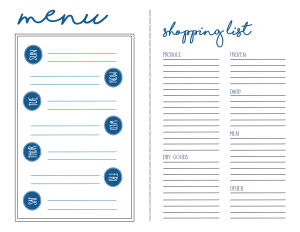 Menu Plan and Shopping List Free Printable. This is a great free printable to help you with your weekly menu planning.