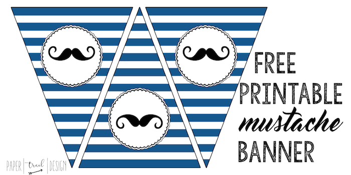 Free Printable Mustache Banner to use for a baby shower or birthday party or othe occasion. 