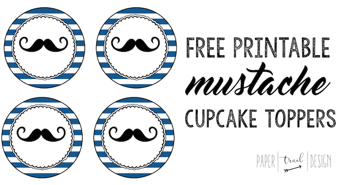 Free Printable Mustache Cupcake Toppers: Print these mustache cupcake toppers to decorate your cupcakes for a baby shower or birthday party