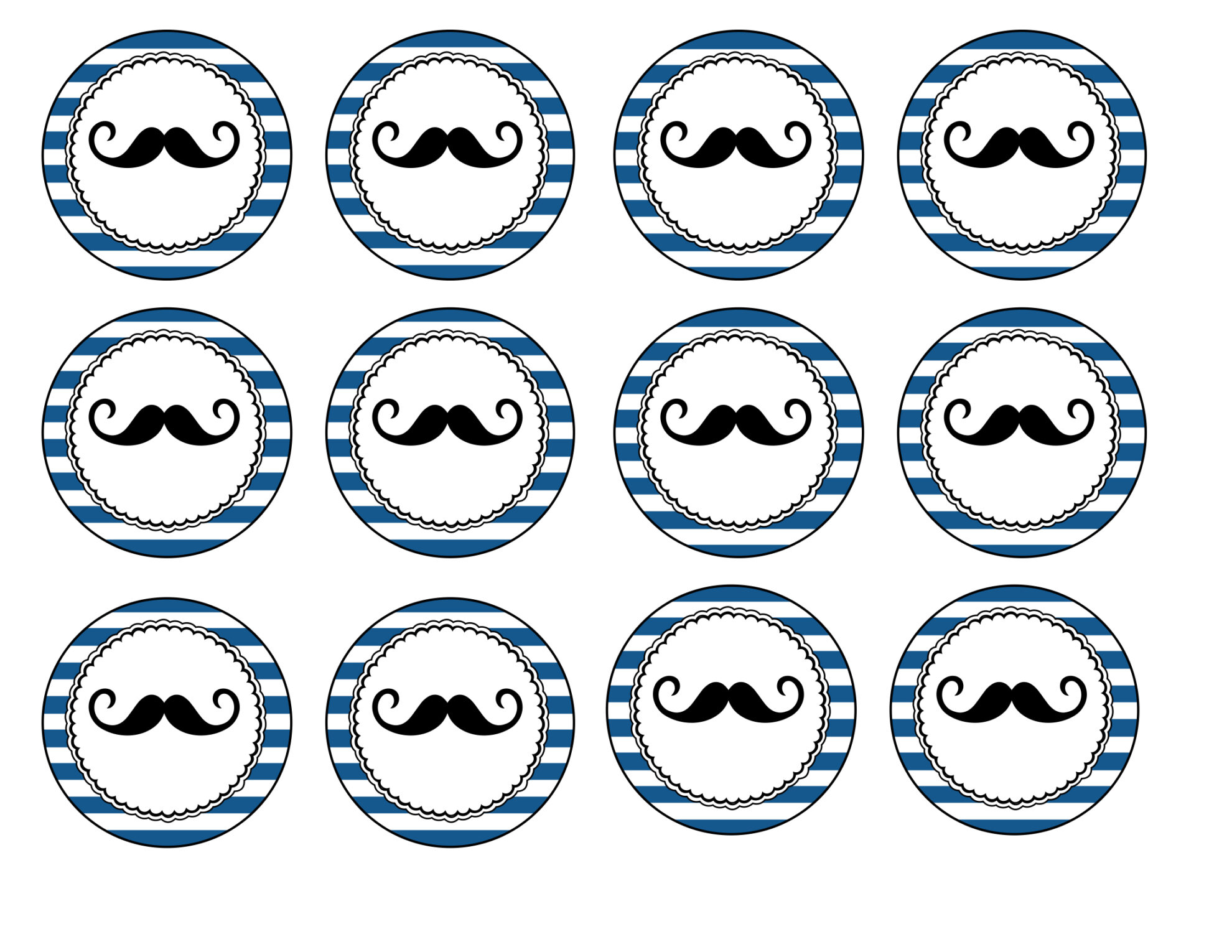 Free Printable Mustache Cupcake Toppers - Paper Trail Design