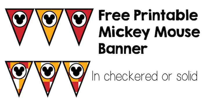 Mickey Mouse Banner Free Printable for birthday party decorations. Just print, cut, hang. It's that easy!
