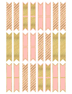 Free Printable Pink & Gold Cupcake Topper Flags for a baby shower, birthday party, or just a fun party. 