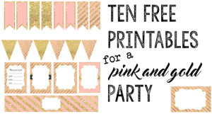 Pink and Gold Free Printables : Ten coordinating free printables for a baby shower, wedding, bridal shower, first birthday party, anniversary, or whatever party you want to throw.
