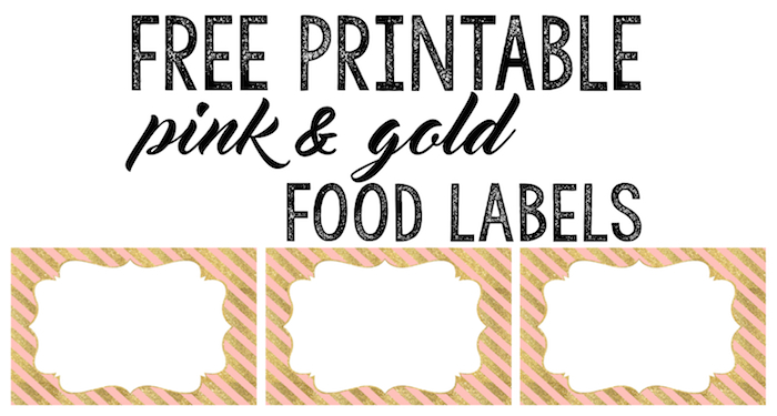 Pink and Gold Food Labels free printable. Print these food labels for your pink and gold baby shower, birthday party, bridal shower or whatever even you choose. 