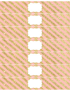 Pink and Gold Water Bottle Wrappers free printable. Print these adorable water bottle wrappers for your baby shower, bridal shower, birthday party, wedding reception or whatever event you dream up.