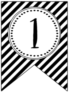 Banner flag with black and white stripes and number -1