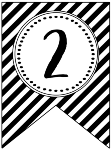 Banner flag with black and white stripes and number -2