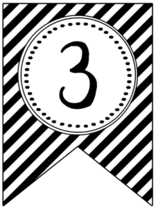 Banner flag with black and white stripes and number -3