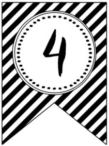 Banner flag with black and white stripes and number -4