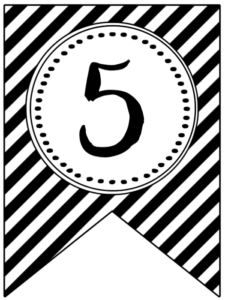 Banner flag with black and white stripes and number -5