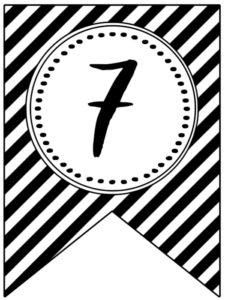 Banner flag with black and white stripes and number -7