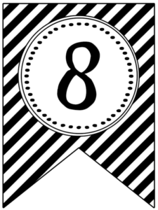 Banner flag with black and white stripes and number -8